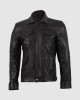 Summer Jacket -Leather Collar Biker Jacket in Black Summer Jacket -Leather Collar Biker Jacket in Black