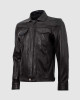 Summer Jacket -Leather Collar Biker Jacket in Black Summer Jacket -Leather Collar Biker Jacket in Black