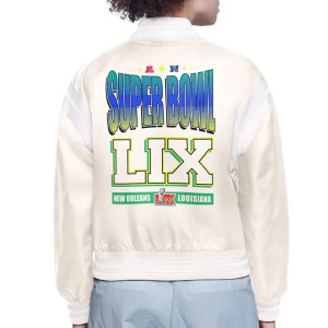 Super Bowl LIX Cream Varsity Satin Jacket