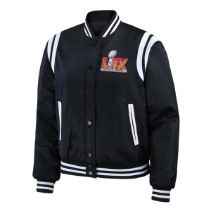 Super Bowl LIX Full-Snap Varsity Black Bomber Jacket