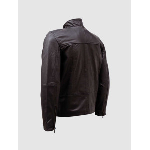 Super Slim Men Brown Leather Motorcycle Jacket
