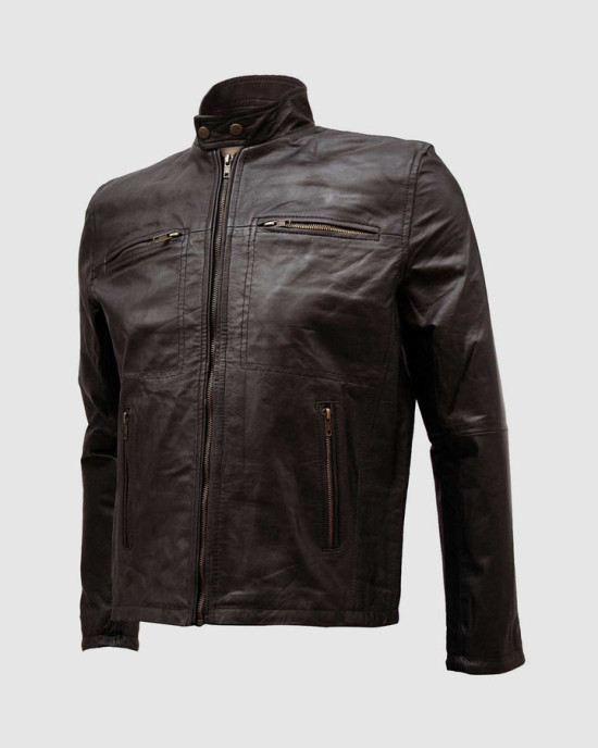 Super Slim Men Brown Leather Motorcycle Jacket Super Slim Men Brown Leather Motorcycle Jacket