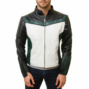 Superman Guy Gardner Black White Leather Jacket