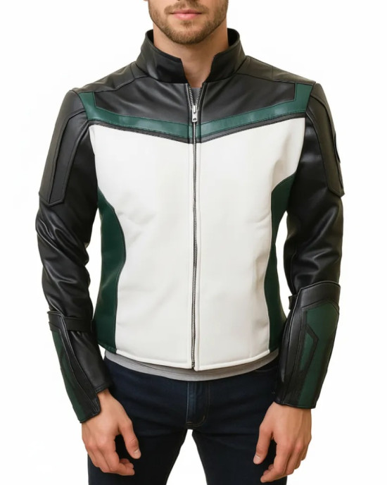 Superman Guy Gardner Black White Leather Jacket