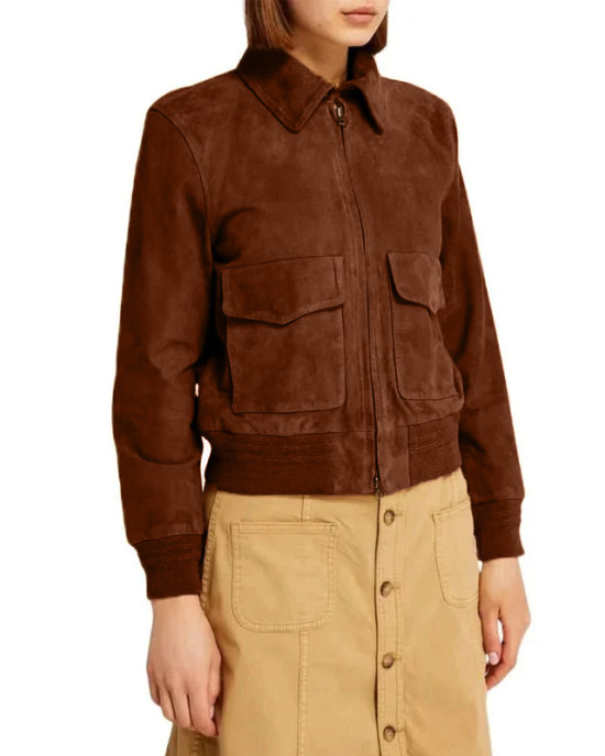 Superman Lois Lane Bomber Brown Suede Leather Jacket