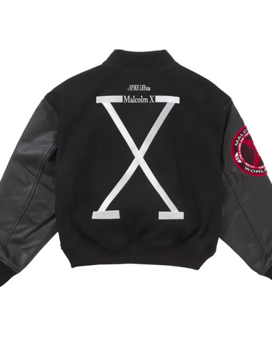 Supreme 40 Acres Malcolm X Black Varsity Jacket Supreme 40 Acres Malcolm X Black Varsity Jacket