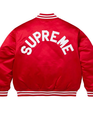 Supreme Full-Snap Varsity Satin Jacket