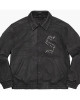 Supreme Pebbled Varsity Black Leather Jacket