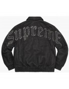 Supreme Pebbled Varsity Black Leather Jacket