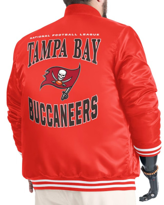 Tampa Bay Buccaneers Adaptive Team Graphic Varsity Satin Jacket