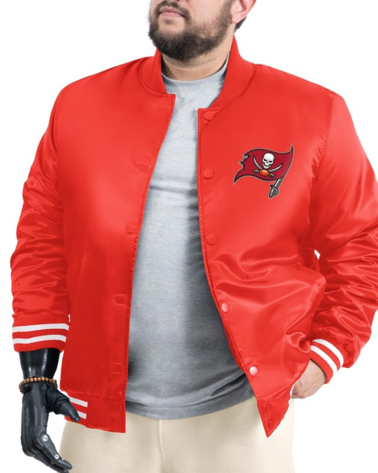 Tampa Bay Buccaneers Adaptive Team Graphic Varsity Satin Jacket