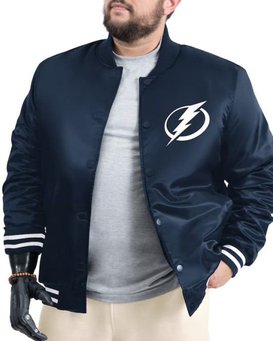 Tampa Bay Lightning Adaptive Bold Logo Varsity Satin Jacket