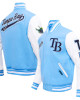 Tampa Bay Rays Script Light Blue Varsity Jacket Tampa Bay Rays Script Light Blue Varsity Jacket