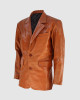 Tan Leather Coat with 2 Buttons Tan Leather Coat with 2 Buttons