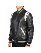 Teddy Black Varsity Leather Jacket