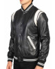 Teddy Black Varsity Leather Jacket