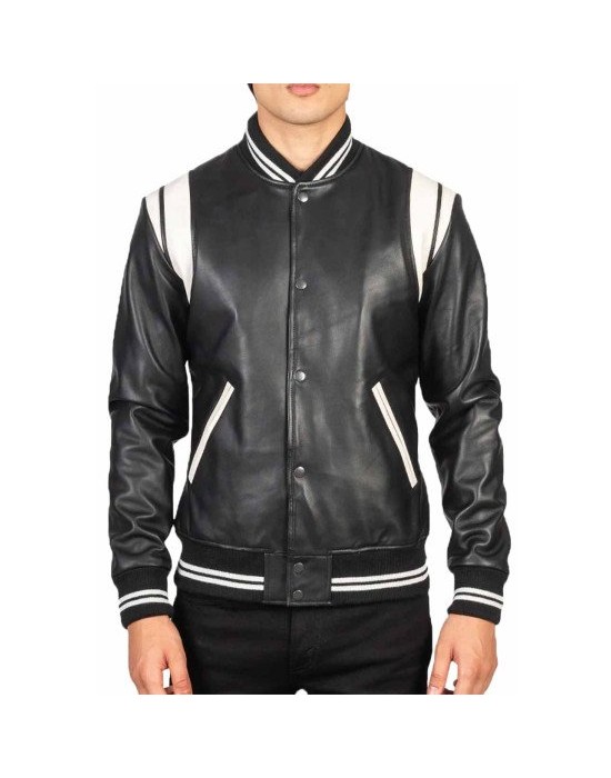 Teddy Black Varsity Leather Jacket