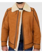 Tejan Men’s Brown B-3 Bomber Leather Jacket