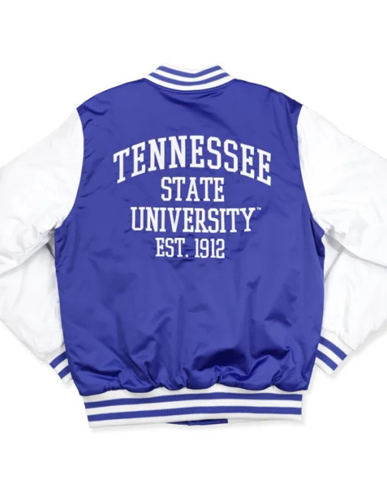 Tennessee State Blue and White Baseball Jacket Tennessee State Blue and White Baseball Jacket