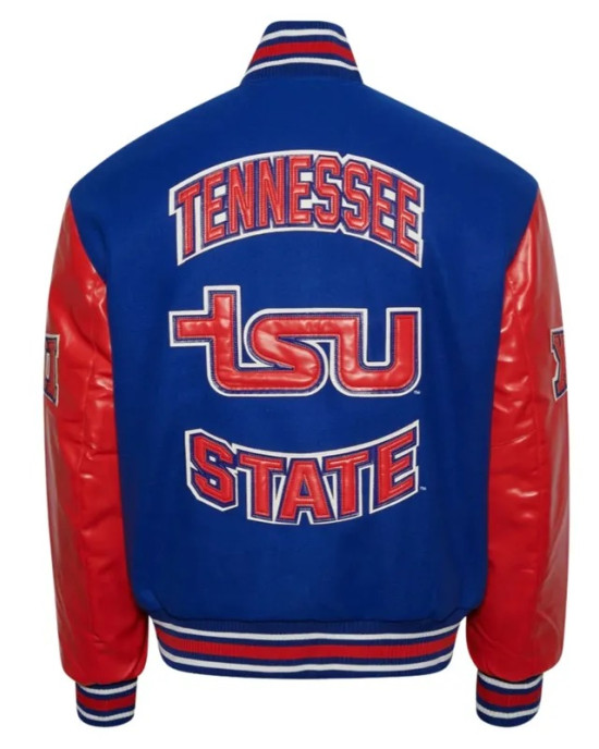 Tennessee State University Blue Wool And Red Leather Varsity Jacket
