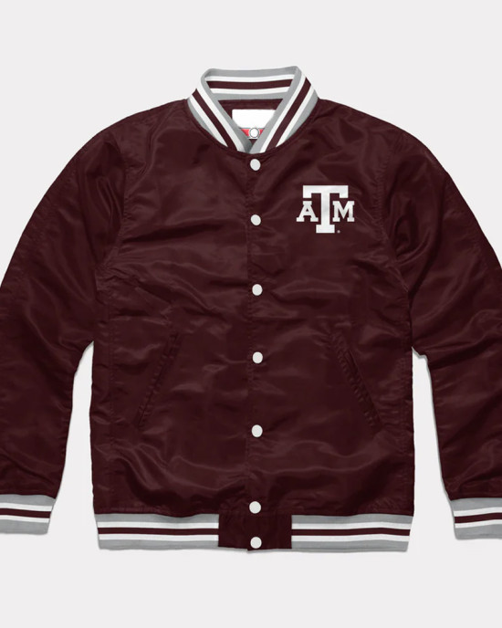 Texas A&M Aggies Wine Varsity Satin Jacket Texas A&M Aggies Wine Varsity Satin Jacket