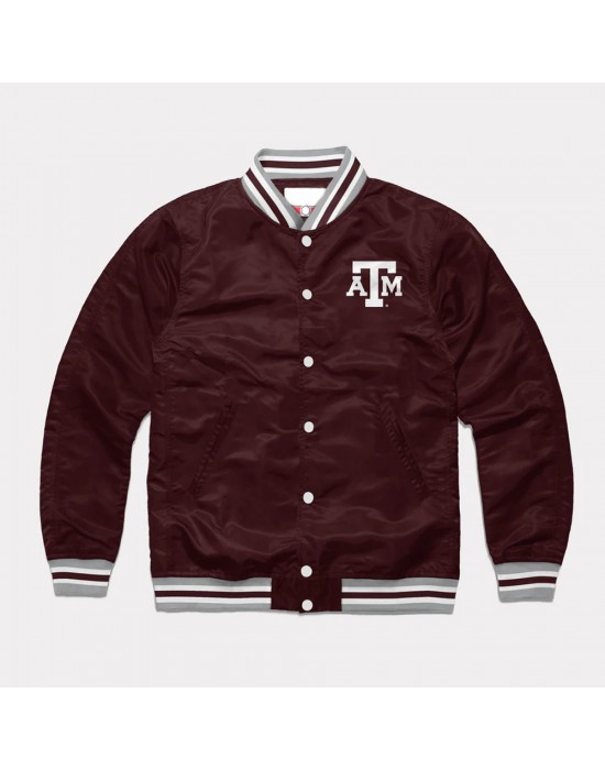 Texas A&M Aggies Wine Varsity Satin Jacket