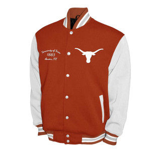 Texas Longhorns Fleece Burnt Orange and White Varsity Jacket