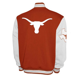 Texas Longhorns Fleece Burnt Orange and White Varsity Jacket