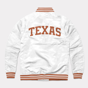Texas Longhorns White Varsity Satin Jacket