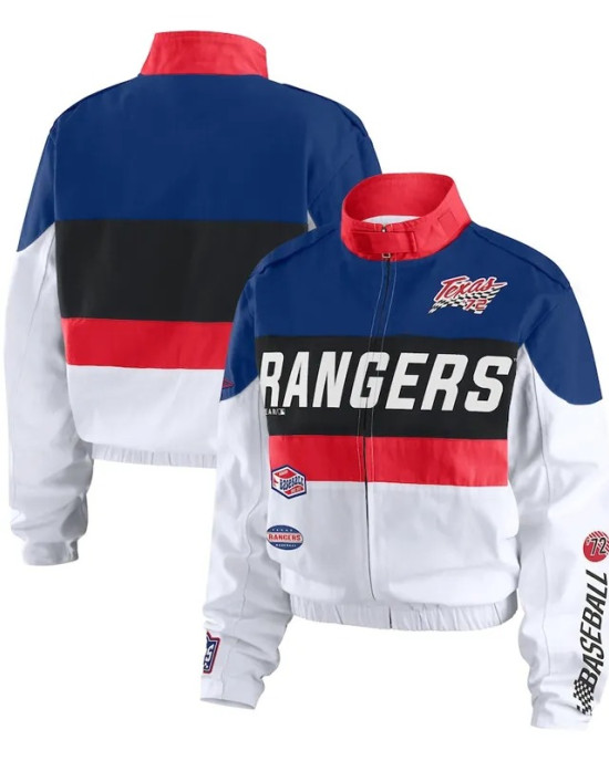 Texas Rangers Racing Navy/White Full-Zip Jacket