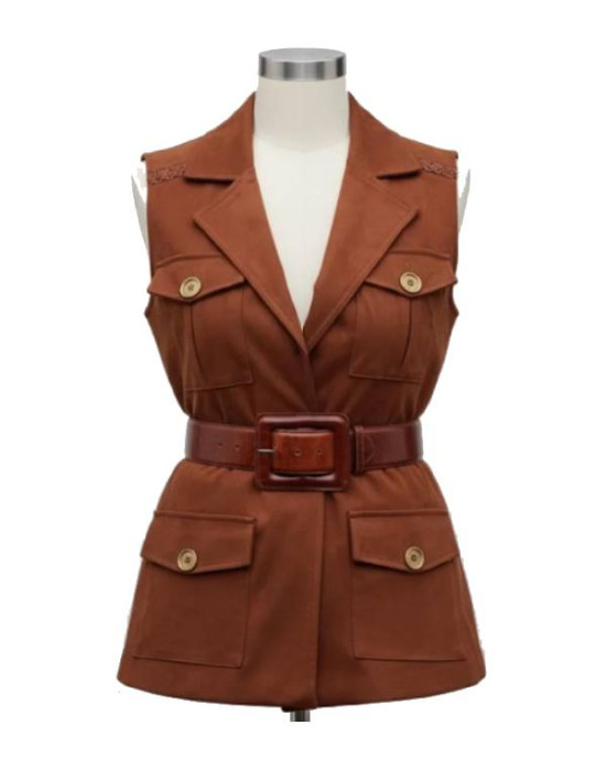 The Beast In Me Season 1 Brittany Snow Brown Suede Vest