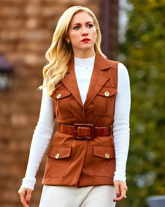 The Beast In Me Season 1 Brittany Snow Brown Suede Vest