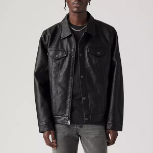 The Bondsman Hub Halloran Black Leather Trucker Jacket