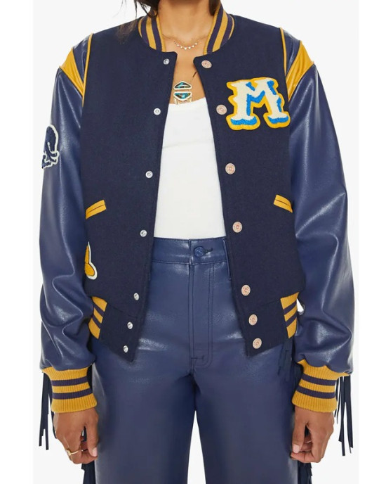 The Fringe Team Spirit Mother Wool/Leather Varsity Jacket
