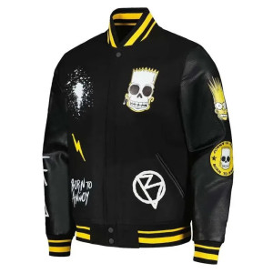 The Simpsons Freeze Max Polished Punk Bart Black Varsity Jacket
