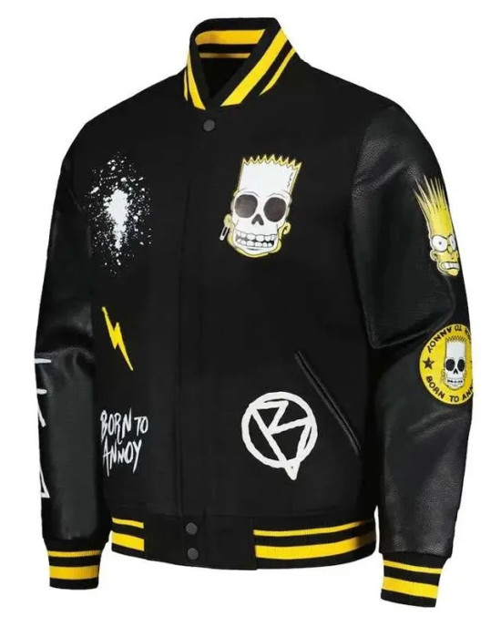 The Simpsons Freeze Max Polished Punk Bart Black Varsity Jacket
