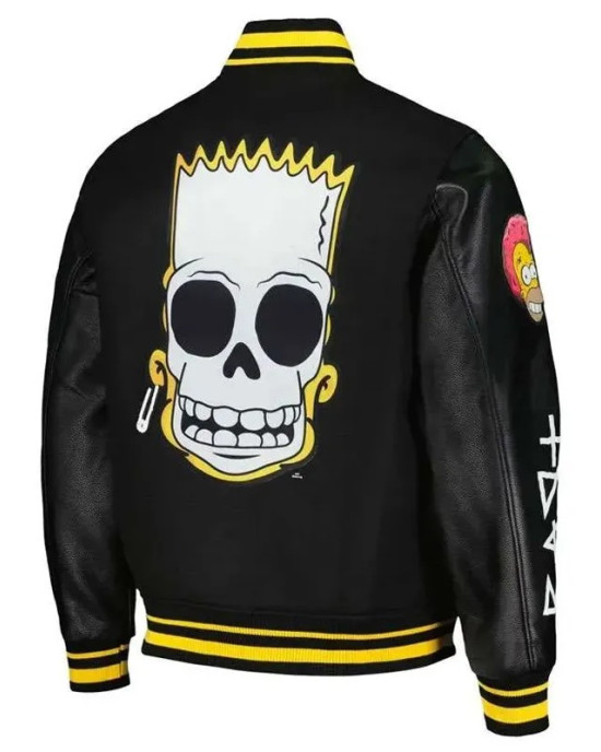 The Simpsons Freeze Max Polished Punk Bart Black Varsity Jacket