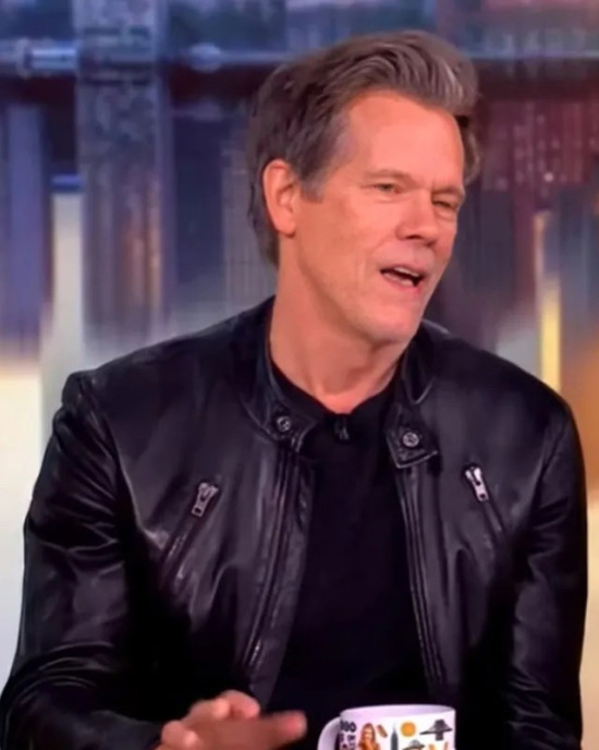 The View Kevin Bacon Full-Zip Leather Black Jacket The View Kevin Bacon Full-Zip Leather Black Jacket