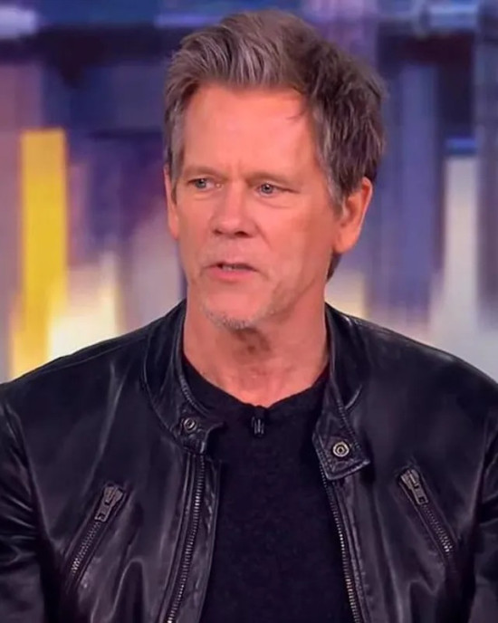 The View Kevin Bacon Full-Zip Leather Black Jacket The View Kevin Bacon Full-Zip Leather Black Jacket