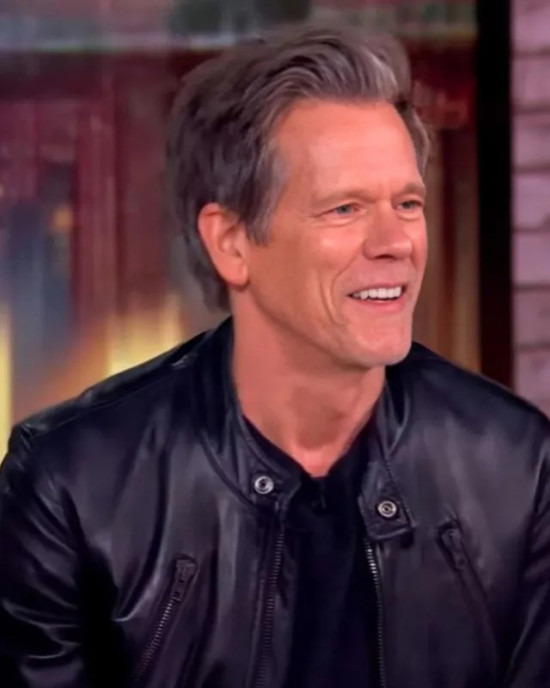 The View Kevin Bacon Full-Zip Leather Black Jacket The View Kevin Bacon Full-Zip Leather Black Jacket