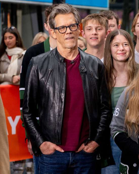 The View Kevin Bacon Full-Zip Leather Black Jacket The View Kevin Bacon Full-Zip Leather Black Jacket