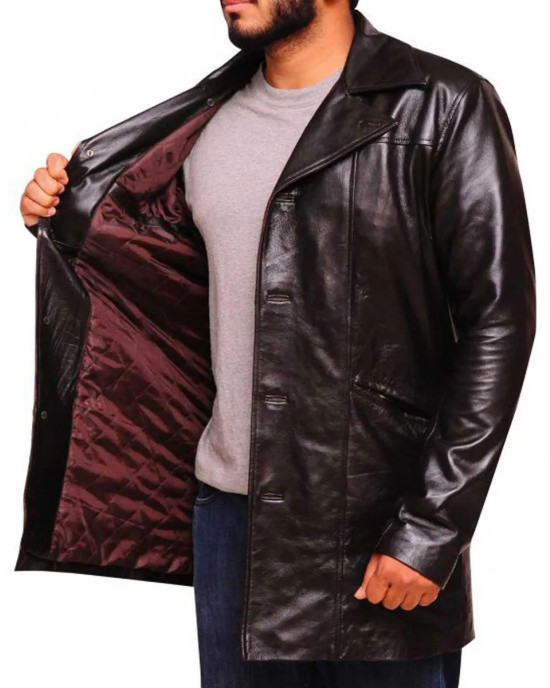 The Wire Dominic West Brown Leather Coat The Wire Dominic West Brown Leather Coat