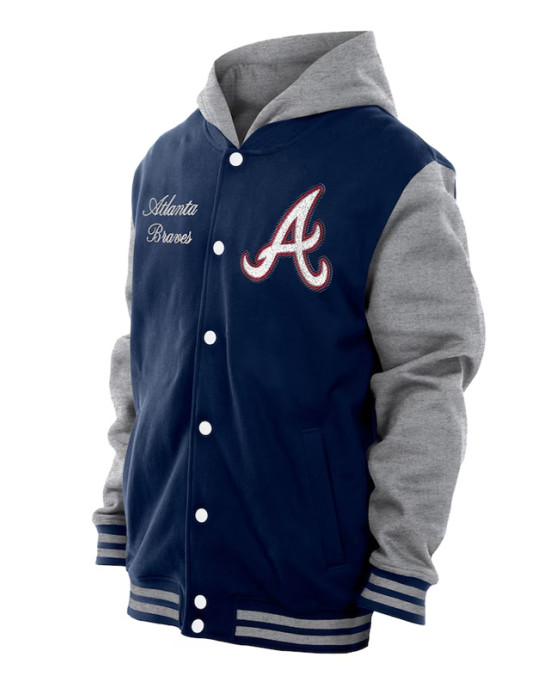 Throwback Prep Atlanta Braves Navy Hoodie Jacket