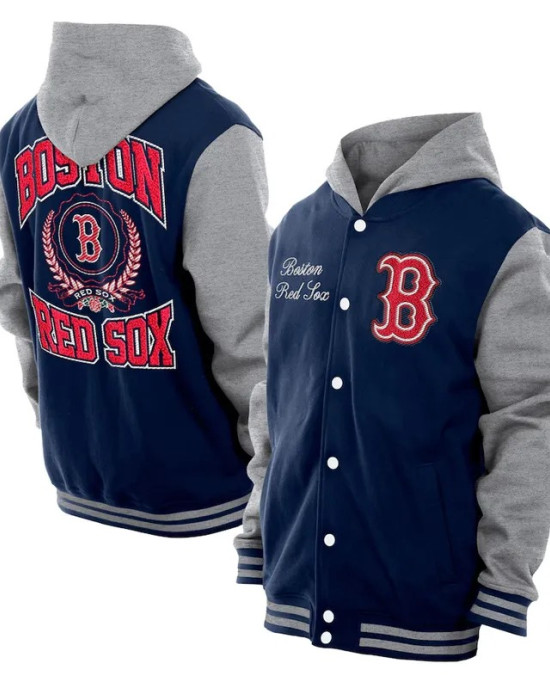 Throwback Prep Boston Red Sox Navy Hoodie Jacket