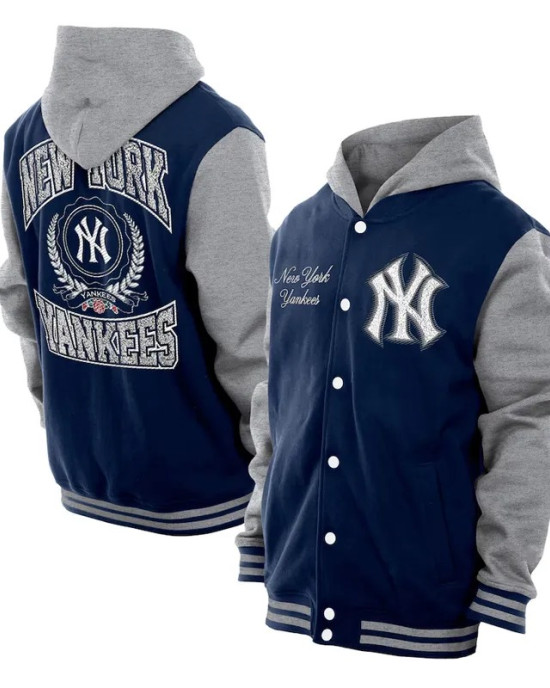 Throwback Prep NY Yankees Navy Hoodie Jacket Throwback Prep NY Yankees Navy Hoodie Jacket