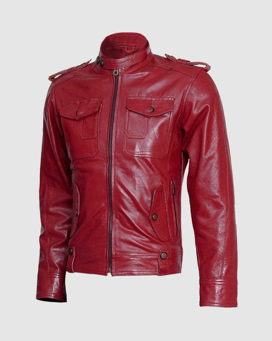 Top-Grade Men's Burgundy Leather Jacket Top-Grade Men's Burgundy Leather Jacket