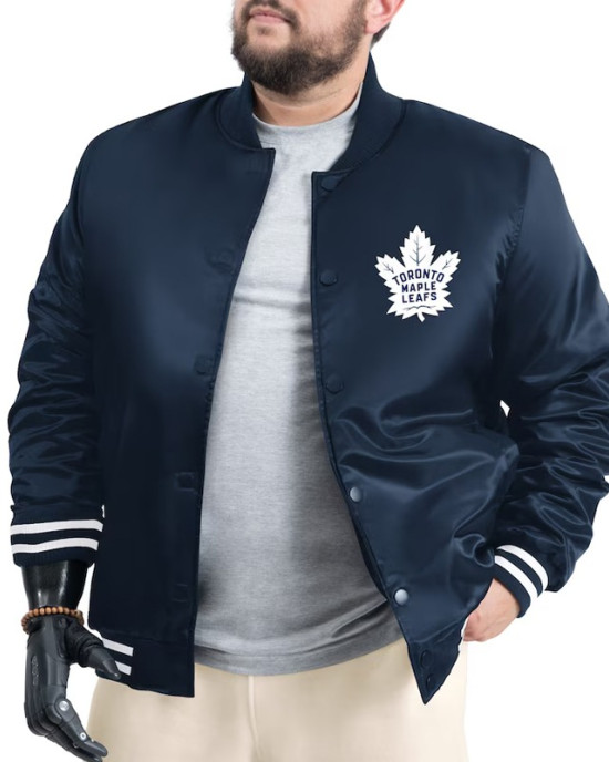 Toronto Maple Adaptive Bold Logo Varsity Satin Jacket