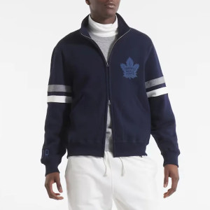 Toronto Maple Leafs Navy Striped Fleece Jacket