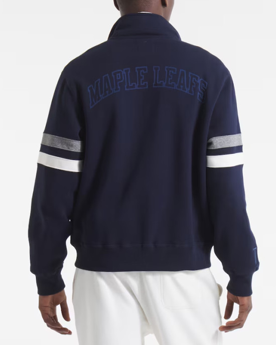 Toronto Maple Leafs Navy Striped Fleece Jacket Toronto Maple Leafs Navy Striped Fleece Jacket