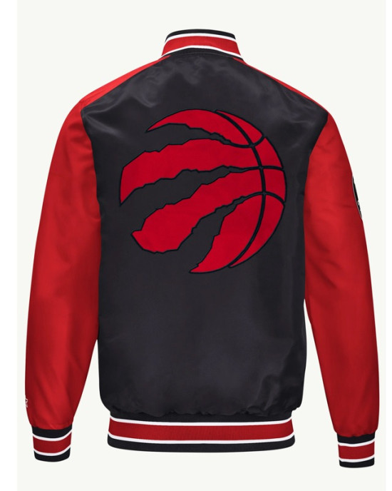 Toronto Raptors Black and Red Varsity Satin Jacket